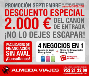 Almeida Viajes lanza una interesante promoción de autoempleo con un descuento de 2000€ 